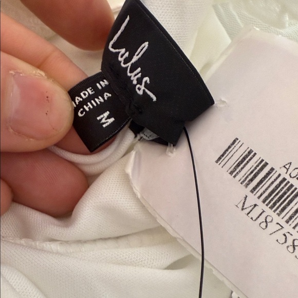 Lulus Midnight Sparkle White Embroidered Feather Bustier Maxi Dress Size Medium - Picture 10 of 11